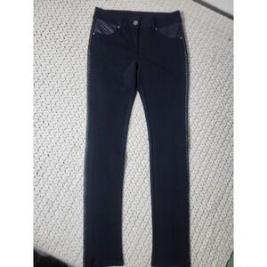 KD Style Black Quilted Skinny Pants Pockets Button Zip Women's Size MMM